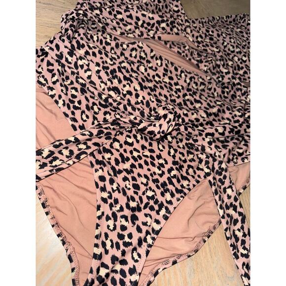 Aerie Leopard Full Coverage One Piece Swimsuit raw sienna size XXL - Picture 5 of 9